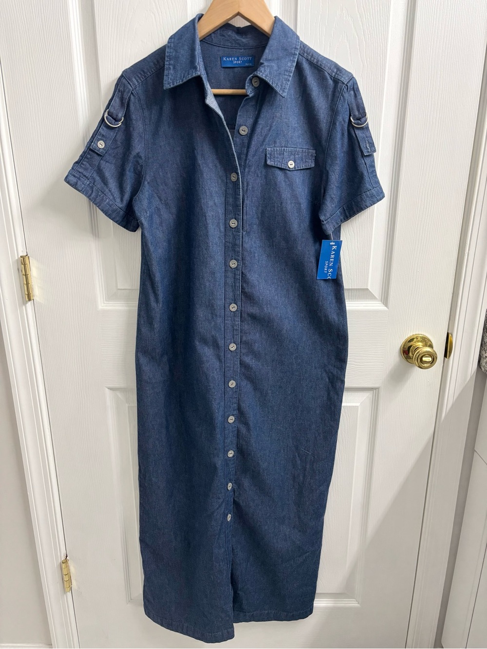 Vintage Denim Button Front Midi Dress NWT Medium Cotton Collared